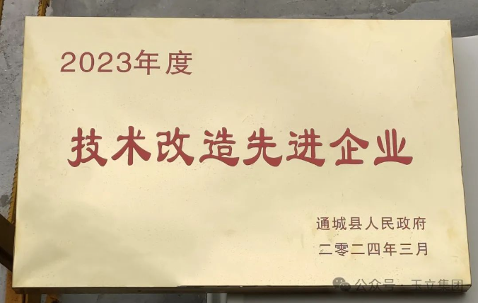 玉立集團(tuán)喜獲2023年度通城縣“技術(shù)改造先進(jìn)企業(yè)”稱號